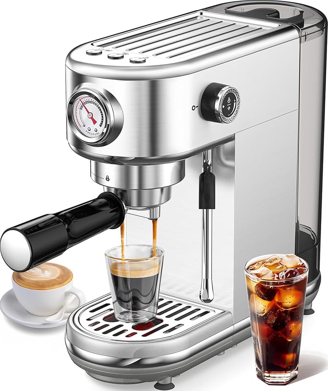 atatix Espresso Machine with Milk Frother, 20 Bar Pressure