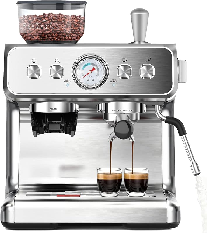 COWSAR 20 Bar Espresso Machine with Grinder & Milk Frother Steam Wand